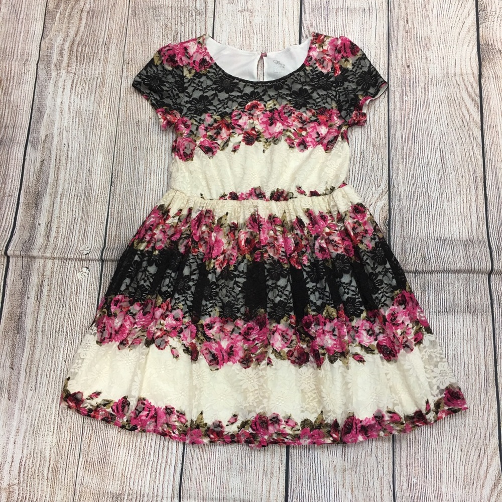 😍 The Childrens Place Floral lace Dress short sleeve size 10/12